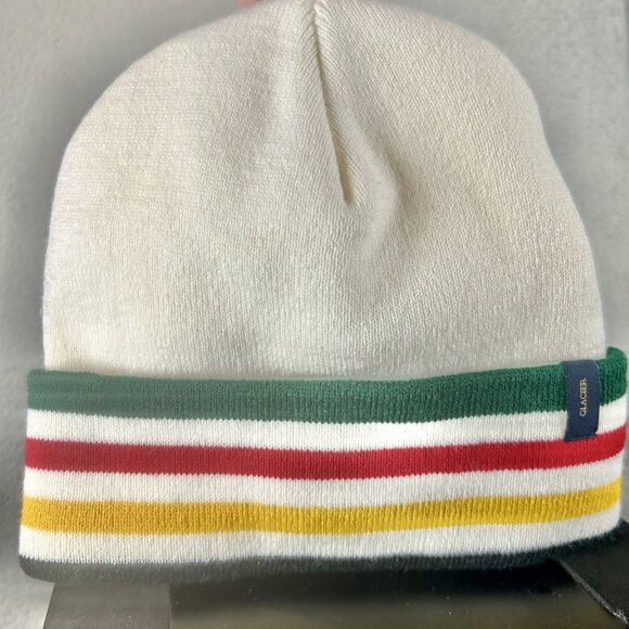 Pendleton Glacier White Stripe Beanie Cap Hat National Park Knit Coastal NEW - Picture 1 of 4